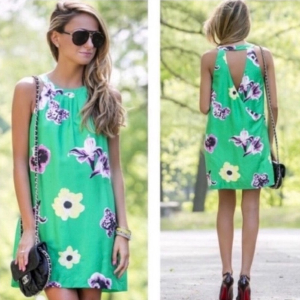 J. Crew Green Floral Dress